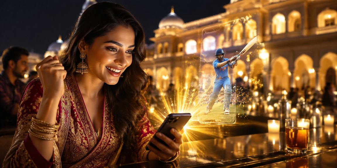 Players enjoying cricket betting on mobile devices in India